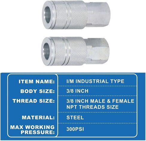 4 Pack 3/8in NPT Air Coupler Plug Kit – Air Coupler Set High Flow Quick Connection Fittings for Air Compressor Hose in Kuwait