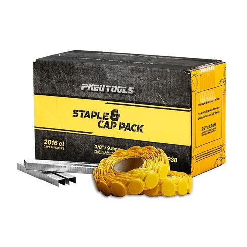 PneuTools 3/8" Staple & Cap Pack, 20ga Staples, 2016 ct | A-11 20 Gauge Staples, Plastic Caps, 2016 Count in Kuwait