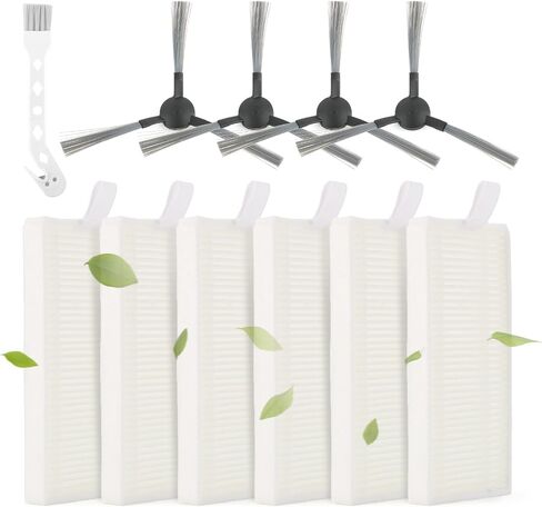 6 Filters 4 Side Brushes for bObsweep Dustin/Orb-i/ RC400 Replace | Ultra-Vision Robot Vacuum Cleaner Accessories Parts in Kuwait