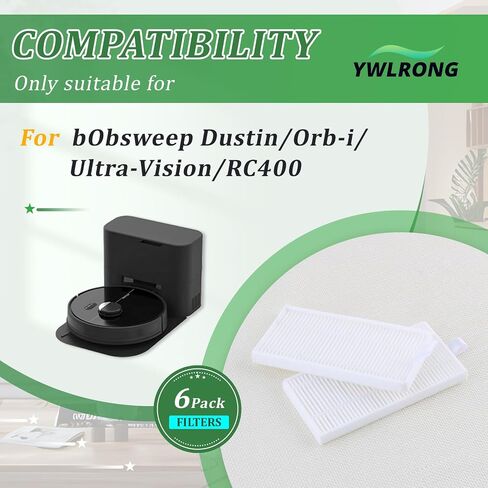 6 Filters 4 Side Brushes for bObsweep Dustin/Orb-i/ RC400 Replace | Ultra-Vision Robot Vacuum Cleaner Accessories Parts in Kuwait