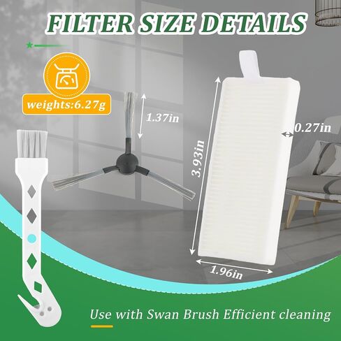 6 Filters 4 Side Brushes for bObsweep Dustin/Orb-i/ RC400 Replace | Ultra-Vision Robot Vacuum Cleaner Accessories Parts in Kuwait