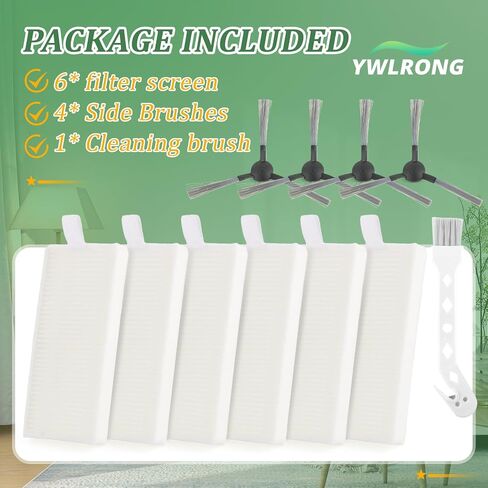 6 Filters 4 Side Brushes for bObsweep Dustin/Orb-i/ RC400 Replace | Ultra-Vision Robot Vacuum Cleaner Accessories Parts in Kuwait