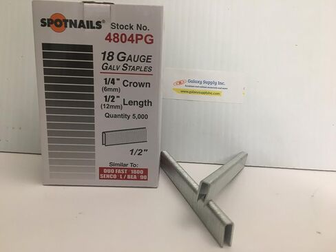 SPOTNAILS 4804PG L or 90 Series 18 Gauge 1/4" Crown, 1/2" leg. 5000 Pcs/Box, 10 Boxes/Case. Sale By Full Case ! in Kuwait