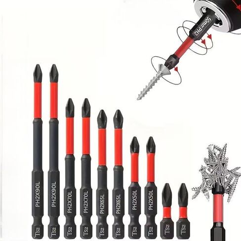 5Pcs PH2 Magnetic Screwdriver Bit Set, Anti-Slip Impact Resistant Cross Head Drill Bits with Strong Magnetic Grip and Non Slip Design for Power Tools, Home Repair and DIY Projects in Kuwait