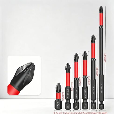 5Pcs PH2 Magnetic Screwdriver Bit Set, Anti-Slip Impact Resistant Cross Head Drill Bits with Strong Magnetic Grip and Non Slip Design for Power Tools, Home Repair and DIY Projects in Kuwait