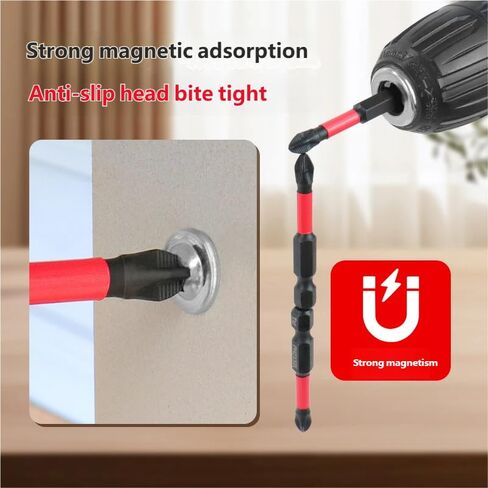 5Pcs PH2 Magnetic Screwdriver Bit Set, Anti-Slip Impact Resistant Cross Head Drill Bits with Strong Magnetic Grip and Non Slip Design for Power Tools, Home Repair and DIY Projects in Kuwait