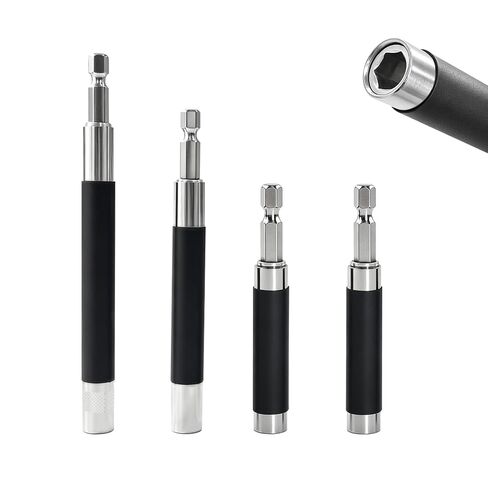 Magnetic Drill Bit Holder, 4-Piece Drill Bit Extension Set with Telescopic Screw Guide Sleeve, 1/4-Inch Hex Drill Extension Bit Holder, Three Sizes (3.1"/4.7"/5.5") in Kuwait