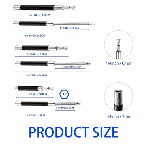 Magnetic Drill Bit Holder, 4-Piece Drill Bit Extension Set with Telescopic Screw Guide Sleeve, 1/4-Inch Hex Drill Extension Bit Holder, Three Sizes (3.1"/4.7"/5.5") in Kuwait