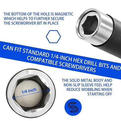 Magnetic Drill Bit Holder, 4-Piece Drill Bit Extension Set with Telescopic Screw Guide Sleeve, 1/4-Inch Hex Drill Extension Bit Holder, Three Sizes (3.1"/4.7"/5.5") in Kuwait