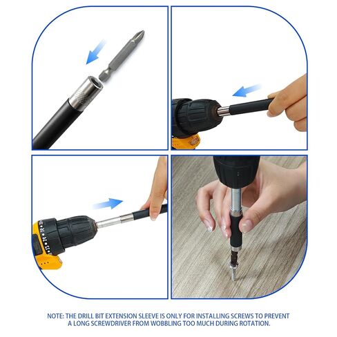 Magnetic Drill Bit Holder, 4-Piece Drill Bit Extension Set with Telescopic Screw Guide Sleeve, 1/4-Inch Hex Drill Extension Bit Holder, Three Sizes (3.1"/4.7"/5.5") in Kuwait