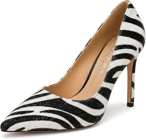 ZXHYZLZ Women Zebra Print Pony Hair Heels Pointed Toe Stiletto Pumps Slip On High Heel Dress Shoes for Party Evening Wedding in Kuwait
