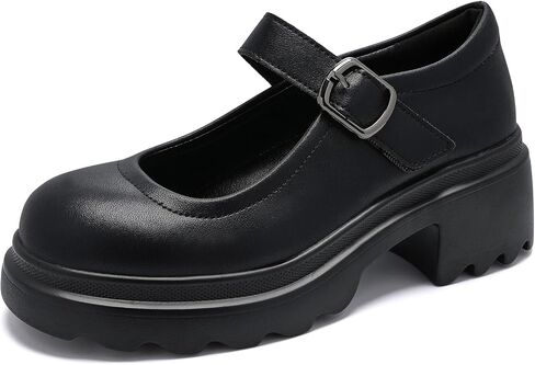 Mary Jane Shoes Women, Platform Heels Loafers,Vegan Leather Wide Width Comfortable Dress Pumps, Adjustable Strap Non-Slip Work Shoes for Casual School Daily Wear in Kuwait