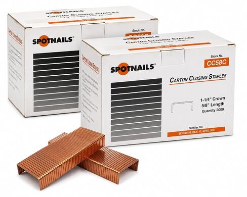 Spot Nails CC58C Carton Closing Staples, 1-1/4" Crown x 5/8" Leg, 4,000 Staples Total (2 Boxes of 2,000) for Carton Sealing and Packaging Applications in Kuwait