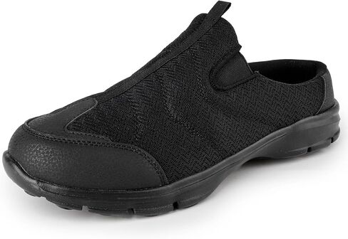 TIESTRA Women's Slip-On Mules | Lightweight Breathable Walking Shoes | Easy On/Off Open Back Sneakers & House Slippers | Comfortable Closed-Toe Indoor/Outdoor Casual Shoes - Black EU42 US11 in Kuwait