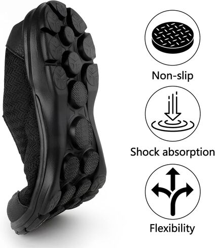 TIESTRA Women's Slip-On Mules | Lightweight Breathable Walking Shoes | Easy On/Off Open Back Sneakers & House Slippers | Comfortable Closed-Toe Indoor/Outdoor Casual Shoes - Black EU42 US11 in Kuwait