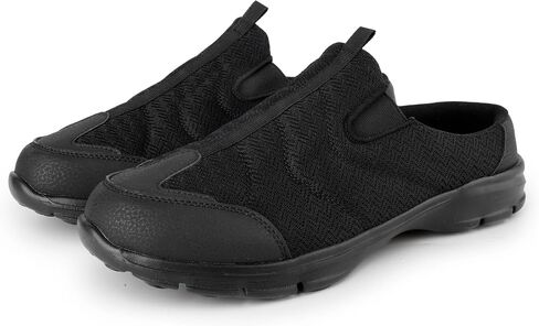 TIESTRA Women's Slip-On Mules | Lightweight Breathable Walking Shoes | Easy On/Off Open Back Sneakers & House Slippers | Comfortable Closed-Toe Indoor/Outdoor Casual Shoes - Black EU42 US11 in Kuwait