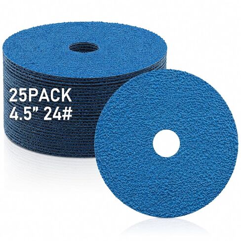 ZORUNNA 25 Pcs 4.5" 36 Grit Zirconia Resin Fiber Sanding and Grinding Discs | Angle Grinder Sanding Disc, 7/8" Arbor, for Stripping Metal, Wood, Fiberglass, Steel, Grinding Discs in Kuwait