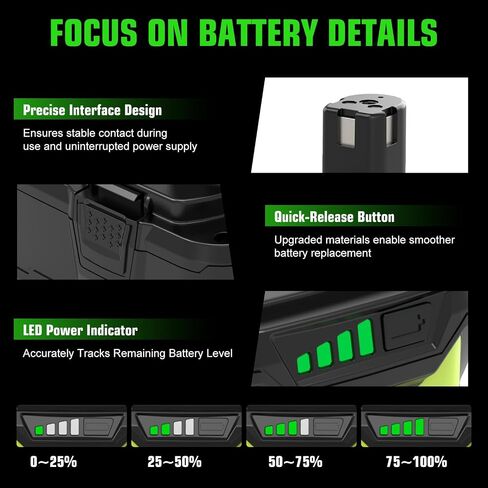 8.0Ah Replacement for Ryobi 18V Battery and Charger P117 Combo | Compatible with 18V Ryobi Battery Lithium P102 P103 P104 P105 P107 P109 P122 Cordless Tool Batteries in Saudi Arabia