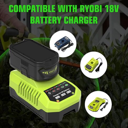 8.0Ah Replacement for Ryobi 18V Battery and Charger P117 Combo | Compatible with 18V Ryobi Battery Lithium P102 P103 P104 P105 P107 P109 P122 Cordless Tool Batteries in Kuwait