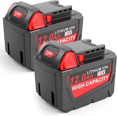 12.0Ah OEM Battery 2Pack Replacement for Milwaukee Mk18 Battery,Compatible with Milwaukee 18V Battery 48-11-1850 48-11-1852 48-11-1820 48-11-1828 48-11-1830 Cordless Power Tools(Not Milwaukee) in Kuwait