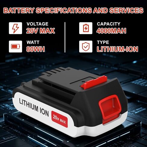 Upgraded 2 Pack 4.0Ah Replacement for Black and Decker 20V Lithium Battery, High Capacity for Longer Runtime Compatible with 20v B&D Battery LBXR20 LBXR2020 LB20 LBX20 LBXR2520 LB2XR20 LBX4020 in Kuwait