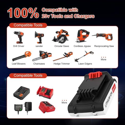 Upgraded 2 Pack 4.0Ah Replacement for Black and Decker 20V Lithium Battery, High Capacity for Longer Runtime Compatible with 20v B&D Battery LBXR20 LBXR2020 LB20 LBX20 LBXR2520 LB2XR20 LBX4020 in Kuwait