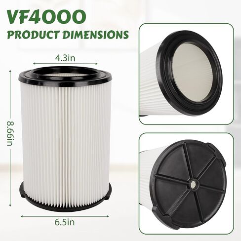 VF4000& VF7000 Replacement Filter fits Rigid Shop Vacuums 5-20 GallonStandard H13 HEAP Wet/Dry Rigid Shop Vac Filters Compatible with Husky 6-9 Gallon Vacs & Craftsman Vacs in Kuwait