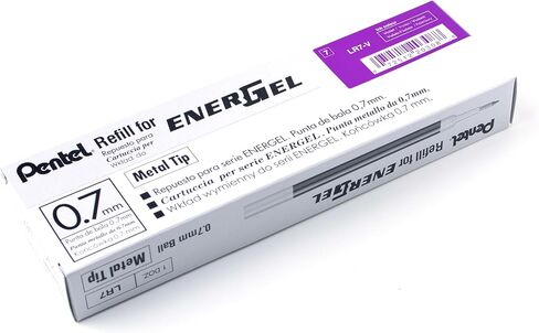 Pentel LR7-V Refills for EnerGel Gel Pen, 0.7mm Metal Tip, Violet Ink, Pack of 12 in Saudi Arabia