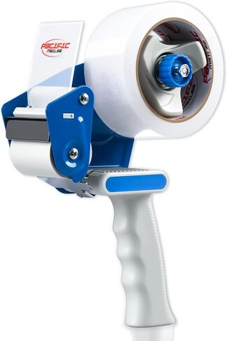 Pacific Mailer 2 Inch Tape Gun Dispenser with 2 Inch Carton Packing Tape, Lightweight Industrial Side Loading Tape Dispenser - Blue in Saudi Arabia