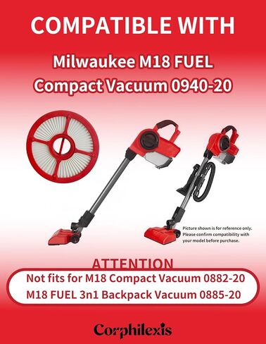 49-90-2012 Vacuum Filter with Foam Pre-Filter Fits for Milwaukee M18 FUEL Compact Vacuum 0940-20,Washable Reusable in Kuwait
