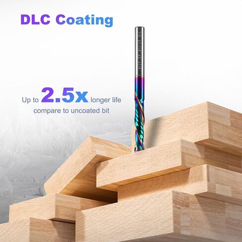 CNC Compression Router Bits 1/4 Inch Shank for Wood | 2-Flute Spiral Solid Carbide End Mill with DLC Coating, Up Down Cut Milling Cutters for Carving Wood Woodworking Tools in Kuwait