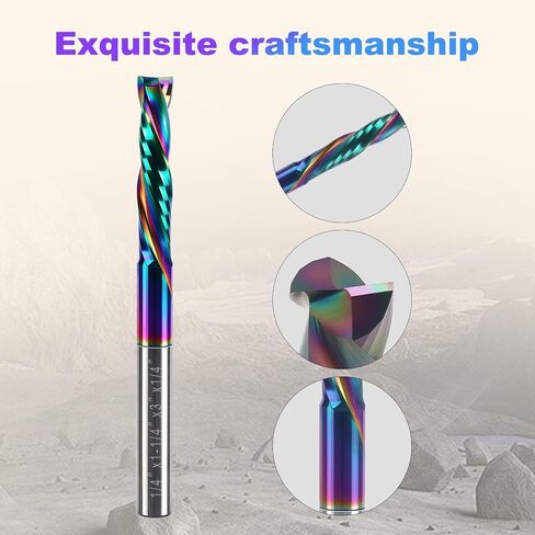 CNC Compression Router Bits 1/4 Inch Shank for Wood | 2-Flute Spiral Solid Carbide End Mill with DLC Coating, Up Down Cut Milling Cutters for Carving Wood Woodworking Tools in Kuwait