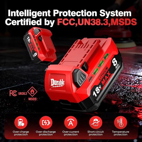 8Ah Replacement for Milwaukee M18 Battery: 18V Max Lithium-Ion Batteries (2Pack) in Kuwait