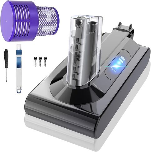 25.2V 6000mAh V11 SV14 Battery Replacement, Screw-Mounted Version Compatible with Dyson V11 Absolute/Complete/Animal/Torque Drive Cordless Vacuums, with 1 Post HEPA Filter, 1 Brush and Screwdriver in Saudi Arabia