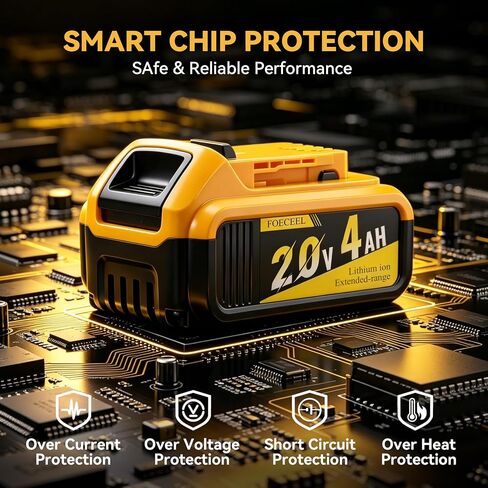20V Lithium Ion Battery Replacement for De Walt 4ah Battery | FOECEEL, High Capacity 4000mAh Power Tool Battery Pack, Compatible with DCB200 DCB204 DCB206 DCB180 DCB203 Series, 2 Packs in Kuwait