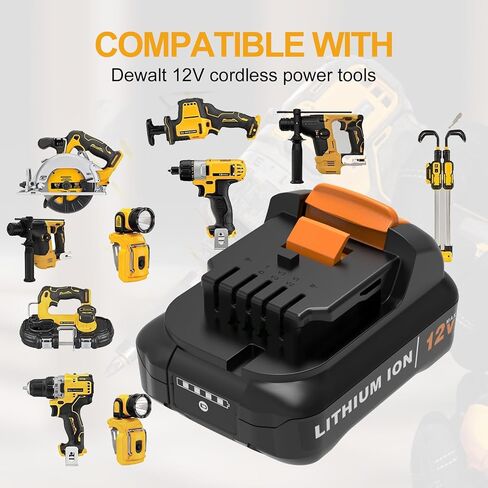 2-Pack 4.0Ah Replacement for Dewalt 12V Battery and Charger Kit, Compatible with Dewalt 12 Volt Max Battery DCB120 DCB124 DCB127 DCB122 DCB125, Includes DCB118 Charger in Kuwait