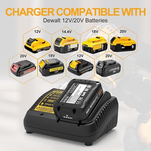 2-Pack 4.0Ah Replacement for Dewalt 12V Battery and Charger Kit, Compatible with Dewalt 12 Volt Max Battery DCB120 DCB124 DCB127 DCB122 DCB125, Includes DCB118 Charger in Kuwait