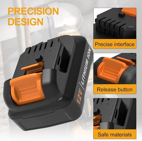 2-Pack 4.0Ah Replacement for Dewalt 12V Battery and Charger Kit, Compatible with Dewalt 12 Volt Max Battery DCB120 DCB124 DCB127 DCB122 DCB125, Includes DCB118 Charger in Kuwait