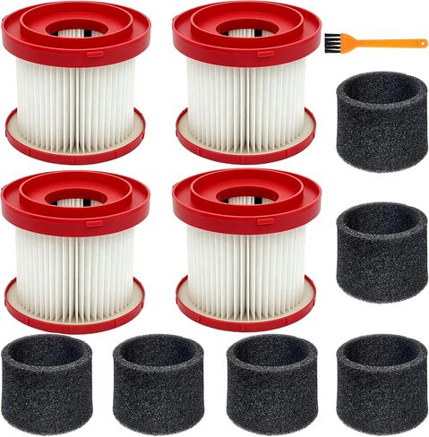4 Pack 49-90-1900 Wet Dry Vacuum HEPA Filter Replacement Compatible With Milwaukee Shop Vac Filter, M18 Vacuum Filter, 0780-20 0880-20, with 6 Foam Sleeve Filters and 1 Cleaning Brush in Kuwait