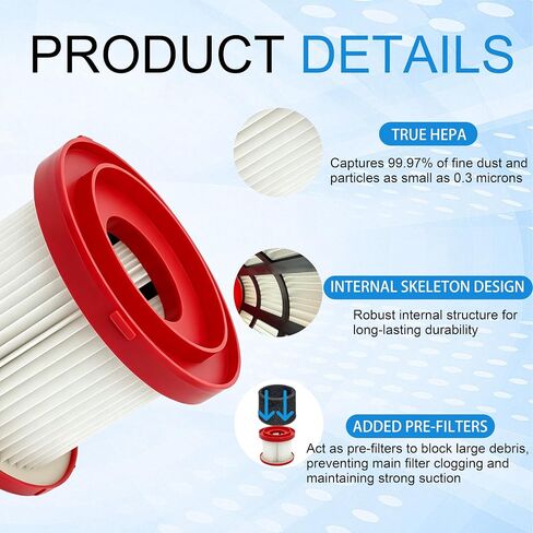 4 Pack 49-90-1900 Wet Dry Vacuum HEPA Filter Replacement Compatible With Milwaukee Shop Vac Filter, M18 Vacuum Filter, 0780-20 0880-20, with 6 Foam Sleeve Filters and 1 Cleaning Brush in Kuwait