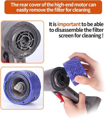 Replacement Motor Rear Cover Front Rear HEPA Filter Parts for Dyson V6 DC58 DC59 DC61 DC62 DC74 Cleaner,V6 Motor Rear Cover HEPA Filter Conversion Kit (Motor Rear Cover+Post Filter+Front Filter) in Kuwait