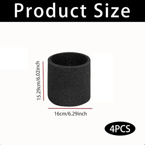 4 Pack 90585 Foam Sleeve for Wet Dry Vacuum Cleaner, VF2001 Foam Replacements Filters Compatible with Shop Vac Wet Dry Vacuums 5 Gallon and Larger, Reusable Vacuum Filter Sleeves for Liquid Cleanup in Kuwait