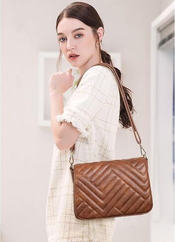 SENDEFN Quilted Leather Crossbody Bags for Women Ladies Shoulder Purse Satchel HandBag with Chain Trendy Strap in Saudi Arabia