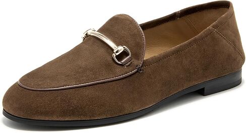 BEAU TODAY Suede Loafers for Women Dressy Leather Loafer Flat Shoes | Genuine leather, breathable, Non-slip, Metal Buckle, business casual shoes in Kuwait