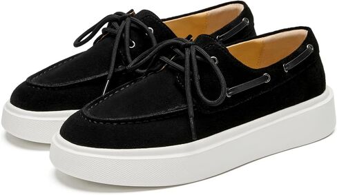 Journey West Women's Suede Boat Shoes - Ultralight EVA Sole Lace-Up Deck Loafers with Leather Lining in Kuwait