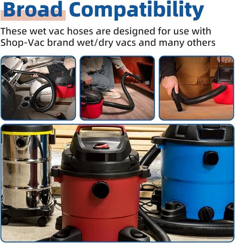 9196300 Dust Collection Hose Fit Most Wet/Dry Vacuums | Replacement for 1.25 Inch Diameter with 4 Ft Length Durable Vinyl Flexible Hose in Kuwait