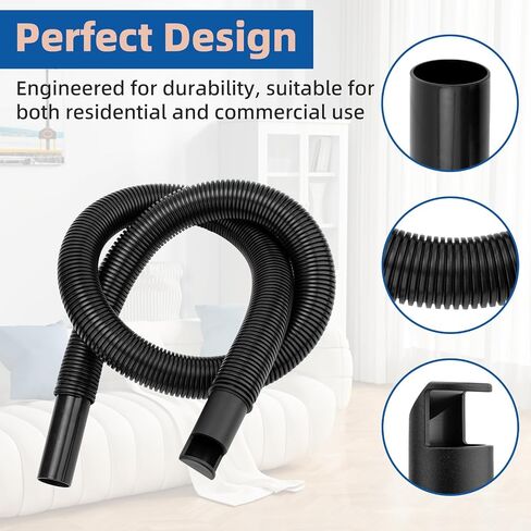 9196300 Dust Collection Hose Fit Most Wet/Dry Vacuums | Replacement for 1.25 Inch Diameter with 4 Ft Length Durable Vinyl Flexible Hose in Kuwait