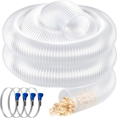 Rocaris 4" x 40' Dust Collection Hose, Clear PVC Hose with Steel Wire | Flexible Puncture Resistant Fume Hose for Woodworking, Dust Collector and Ferrets Tunnels in Kuwait
