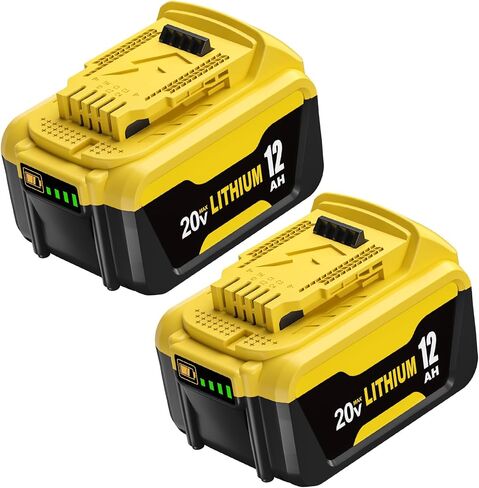 2Pack 12000mAh Lithium-ion Battery Replacement for Dewalt 20V Max Battery | Compatible with Dewalt 20 Volt Batteries DCB200 DCB201 DCB204 DCB206 DCB207 Series Tools and Chargers in Kuwait