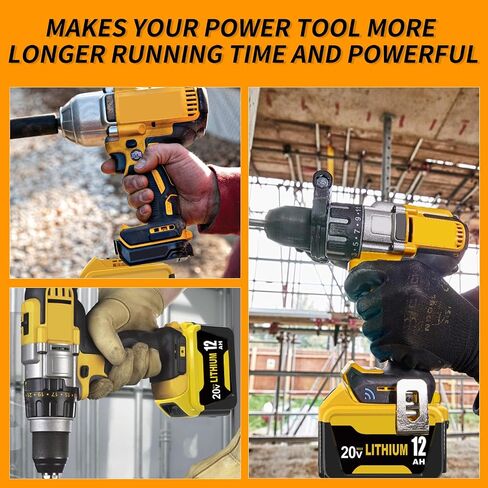 2Pack 12000mAh Lithium-ion Battery Replacement for Dewalt 20V Max Battery | Compatible with Dewalt 20 Volt Batteries DCB200 DCB201 DCB204 DCB206 DCB207 Series Tools and Chargers in Saudi Arabia